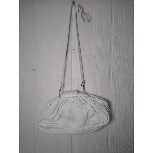 Samir Vtg HandBag White Bright Color Block Zigzag Prints Leather Hinged Purse - Picture 6 of 12